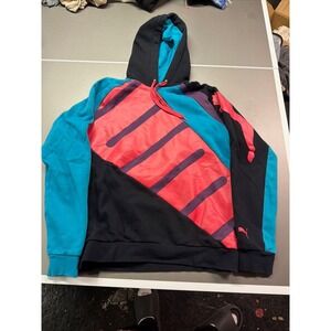 Puma‎ Mens Sportlifestyle Colorblock Hoodie Black Pink Teal Graphic Sweatshirt M